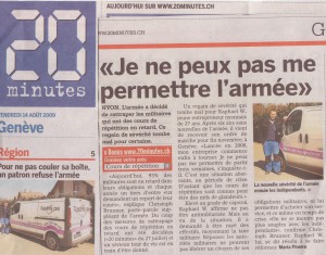 Article 20 minutes - Raphy's toll - 14 août 2009